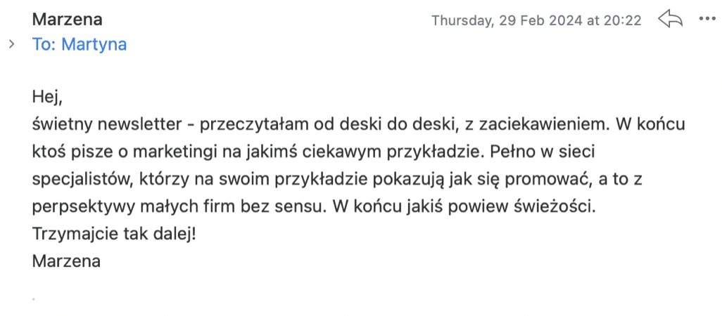 Wiadomość od czytelnika